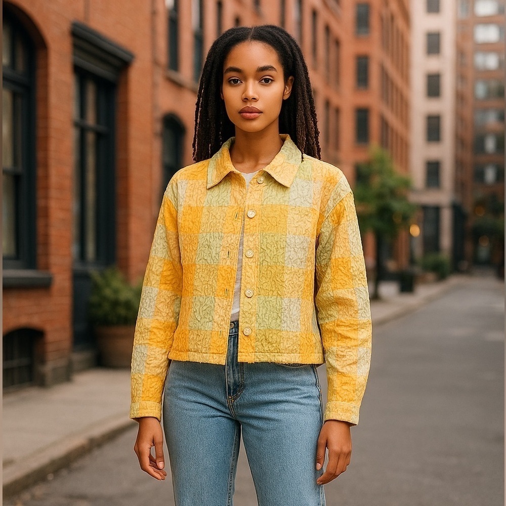 Life Style Shaggy Linen Cropped 80’s Vintage Jacket Blazer Women’s Size XL